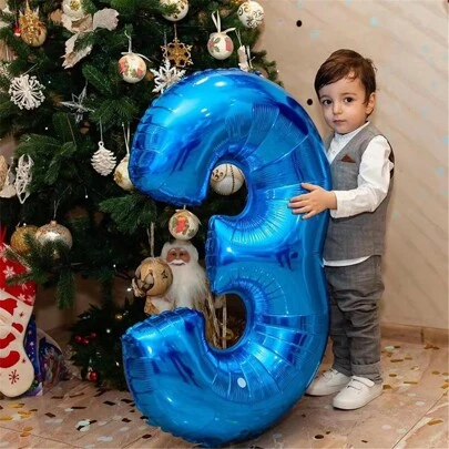 Globo de número azul de 16/32 pulgadas, dígitos del 0 al 9, globos de helio para decoración de fiesta de cumpleaños, suministros de boda, globos de aire inflables, globos gigantes de número azul jumbo, globos de promoción, globos de helio de lámina de mylar, globos de número gigantes para decoraciones de fiesta de cumpleaños/boda/aniversario