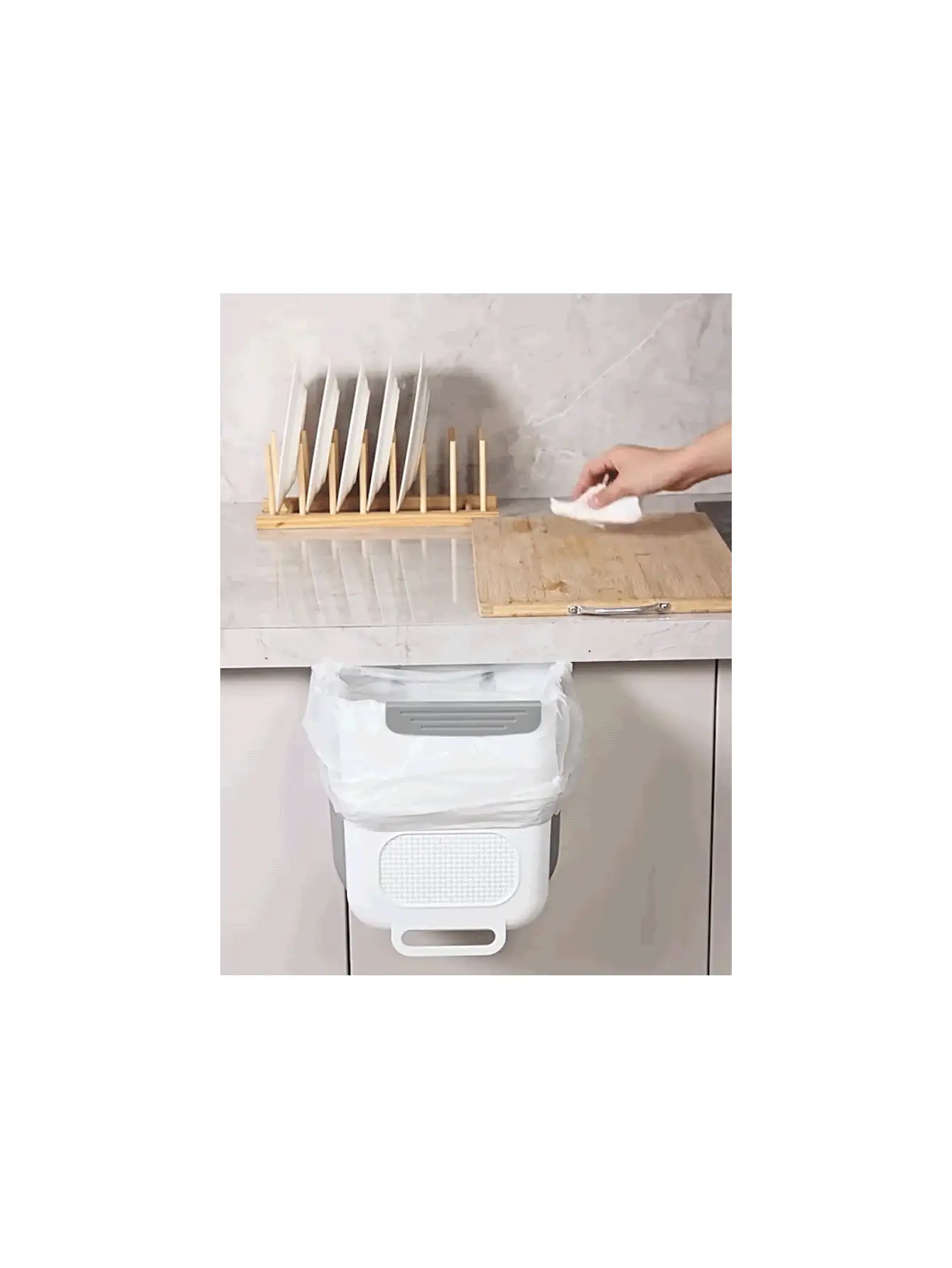 1 件可扩展壁挂式软塑料储物桶，保持厨房井然有序的清洁工具，多种尺寸可选，性价比高，送给妈妈的理想礼物，用于垃圾储存 - 彩色 - 查看 3