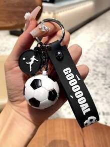 White Simulated Soccer Ball Keychain, Casual Car Accessory, Bag Charm, Backpack Pendant, Suitable For School And Other Occasions, Cute Goth/Y2K Style, Soccer Fan Game Soccer Keychain Pendant, Exquisite Soccer Fashion Backpack Charm, Car Key Chain Accessory, Unisex Gift Keychain Pendant - Multicolor - View 1