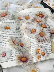60pcs/Box Fresh Daisy Crystal Flower Aesthetic Collage PET Stickers DIY Diary Junk Journal Decoration Card Making Sticker Album Scrapbooking - HT191 Daisy Whisper - View 1