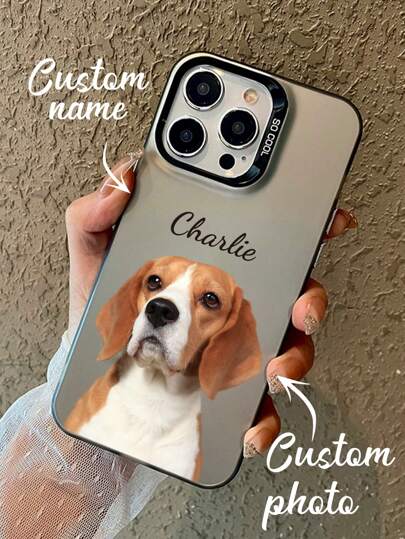 1pc Customizable Cute Pet Photo & Name Protective Phone Case, Shockproof Full Coverage For A13/A21s, Compatible With IPhone XR 11 14 Animal Print Custom, Personalized, Unique, Customized Ideal Gifts For Him, Ideal Gifts For Her Boyfriend, Girlfriend, Family, Friends, Grandparents, Couple, Pet Lovers For Anniversaries For Anniversaries, For Birthdays,Season Picks,2025phonecase