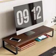1pc Monitor Riser Stand, Desktop Computer PC Display Holder Shelf, Office Desk Storage Organizer - Multicolor - View 11