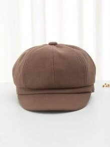1pc Women's Simple Beret Hat, Warm Eight-Corner Cap Suitable For Daily Use Winter Fall - Camel - View 2