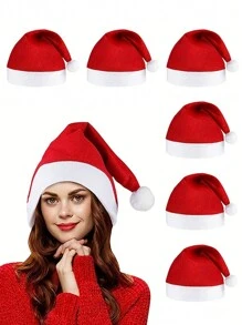 1/6 件圣诞老人帽，圣诞装饰，成人纯红帽子 - 圣诞节和新年派对的完美选择！ - 聖誕帽 - 查看 2