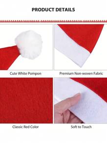 1/6 件圣诞老人帽，圣诞装饰，成人纯红帽子 - 圣诞节和新年派对的完美选择！ - 聖誕帽 - 查看 6