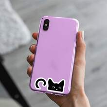 1PC, 3 Inch Removable Outdoor Waterproof Vinyl Durable Creative Gift Cute Pet Black Cat Stickers Mirror Decoration With A Cat Pattern Small Sticker Cute Cat Sticker Peeking Cat Sticker Cat Tail Sticker Kawaii Cat Sticker Halloween Decorations Suitable For Laptops, Tablets, Cell Phone Cases, Diaries, Planners, Desks, School Bags - 3*1.38 Inches - View 5