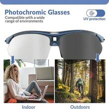 ROCKBROS Cycling Glasses, Self-Tinting Sunglasses For Men Women UV 400 With Headband Outdoor Sports For Glasses Wearers Driving Running MTB - 無色 - 查看 2