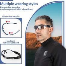 ROCKBROS Cycling Glasses, Self-Tinting Sunglasses For Men Women UV 400 With Headband Outdoor Sports For Glasses Wearers Driving Running MTB - 無色 - 查看 3