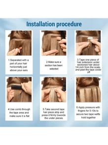 Tape In Hair Extensions Human Hair 20pcs/Pack Remy Straight Invisible Tape Adhensive Hair Extensions Suitable For All People