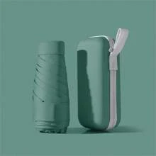 1pc Capsule Umbrella, Black Rubber Sunscreen And Sunshade Umbrella, Compact And Portable UV Resistant Umbrella, Sun Umbrella.