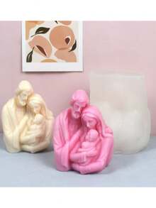 1 Khuôn nến silicon hình gia đình phong cách châu Âu, Khuôn silicon chân dung 3D tự làm - trắng - Xem 4