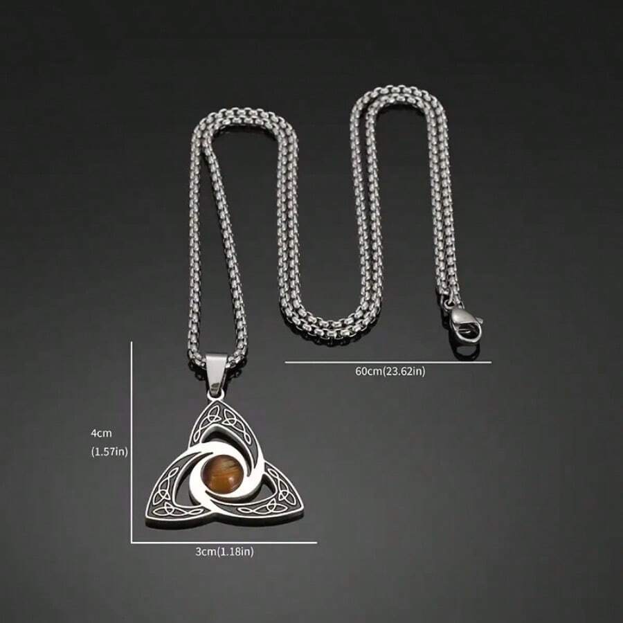 1 chiếc vòng cổ đá năng lượng Triquetra Celtic của Ireland, mặt dây chuyền bùa hộ mệnh Wiccan Witch Knot, trang sức Lucky Knot dành cho nam và nữ - Thời trang - Xem 1