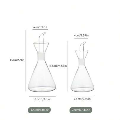 1pc 120ml/220ml Olive Oil Glass Dispenser Bottle, Glass Cooking Oil Vinegar Measuring Dispenser With Spout, Suitable For Kitchen And Barbecue