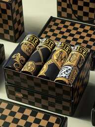 Conjunto de 4 piezas de ropa interior para hombre en negro y dorado, bóxer y shorts informales, transpirables, cómodos y elásticos, apropiados para un estilo casual