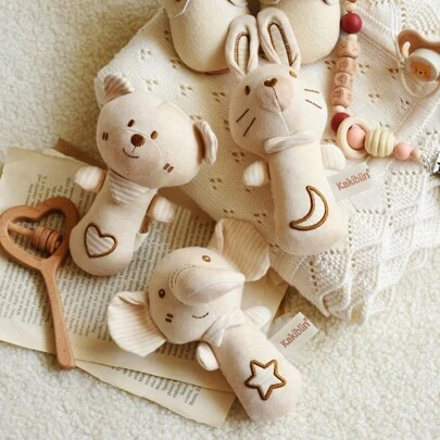 1 件/2 件可爱动物婴儿摇铃棒，婴儿出牙摇晃玩具，摇晃，发声，抓握，适合新生儿，商标颜色随机