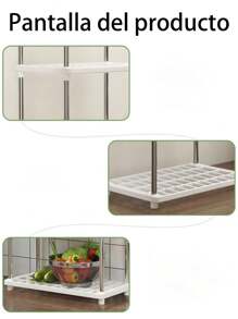 4 niveles, estante de almacenamiento moderno y minimalista independiente para aperitivos para dormitorio, cocina, accesorios de sala de estar, organización y almacenamiento de Home, almacenamiento de baño - Blanco - Ver 8