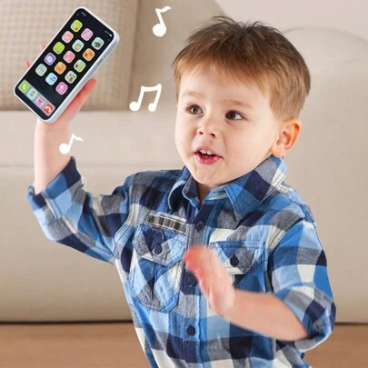 1pc Kids Realistic Smart Phone Toy With Music, Educational, Christmas/Halloween Gift