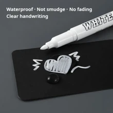 1/2 永久性白色记号笔、圣诞贺卡书写笔 - 防水快干墨水织物、木材、皮革、轮胎 - 非常适合涂鸦艺术、学校用品和 DIY 工艺品