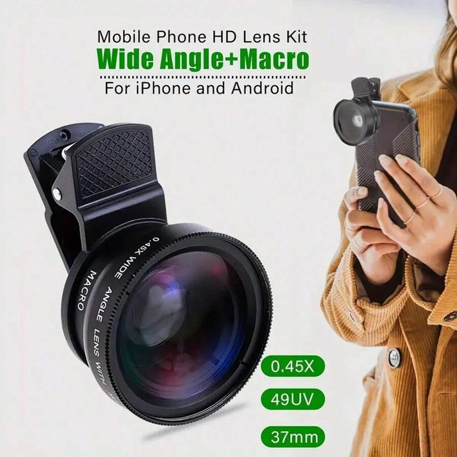 Phone Lens Kit Compatible With Iphone And Android, 2 In 1 ClipOn Lens
