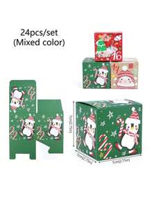 24 piezas Cajas de embalaje navideñas Calendario de Adviento sorpresa, Caja de dulces Galletas de regalo Caja de cuenta regresiva para fiesta de Navidad, regalo de cumpleaños, decoración del hogar, decoraciones navideñas, decoración de habitación de invierno