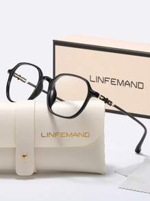 LINFEMAND 时尚大框方形透明镜片眼镜，花卉图案，适合女士休闲户外，节日礼物，女士眼镜配件 - 無色 - 查看 2