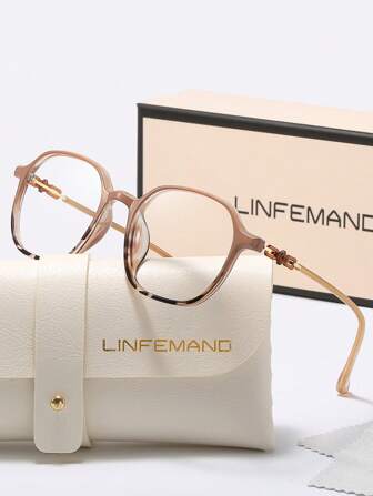  LINFEMAND Mode Große Rahmen Quadratische Transparente Linsen Brillen, Blumenmuster für Damen Lässig Outdoor, Urlaubsgeschenk Brillenausstattung für Frauen