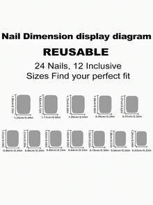 极简主义雪花和鹿圣诞假指甲，奢华美甲装饰，节日美甲 - 紅色 - 查看 5