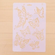 1 件蕾丝镂空绘图模板，DIY 剪贴簿相册主题蕾丝镂空模板工具，适用于剪贴簿、DIY 手工书、学生绘图模板、节日绘图模板、喷涂模板、圣诞主题镂空绘图模板、学生礼物、同学礼物、圣诞礼物、节日礼物、返校、学校用品 - 白色 - 查看 9