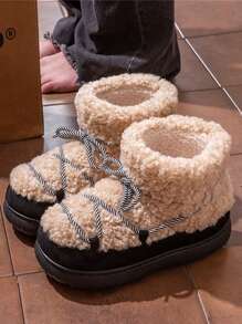 Botas de nieve para mujer 2024 Otoño Invierno Nueva forro térmico Forro cálido Zapatos de punta redonda Cordones Alta superior Estilo campus Elegante Campus Lindo Exterior Versátil Moda Botas de nieve de invierno Interior silencioso Cálido Zapatos de piel de felpa Botines altos de felpa Botas gruesas de moda Botas de felpa para mujer Exterior a prueba de frío Zapatos de pan de invierno Botas media pantorrilla de mujer estilosas personalizadas