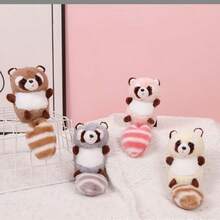 Plush Raccoon Doll Keychain Pendant Doll Couple Backpack Pendant Claw Machine Toy Gift - Pink - View 9