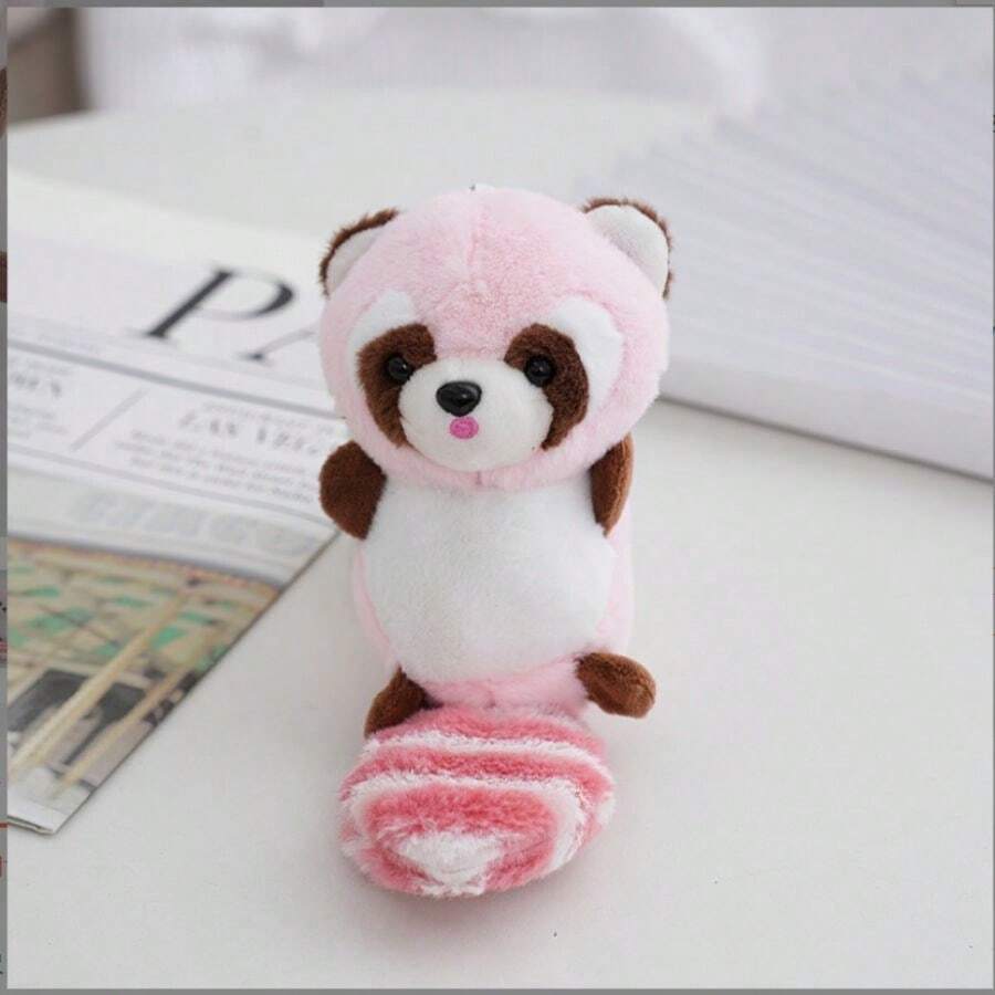 Plush Raccoon Doll Keychain Pendant Doll Couple Backpack Pendant Claw Machine Toy Gift - Pink - View 1