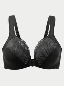 Women's Plus Size Full Coverage Lace Underwire Front Closure Bra