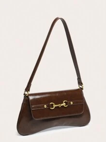 1pc Retro Multi-Ring Decor Shoulder Crossbody Bread Bag, Suitable For Dates, Street, Parties And Other Occasions - Coffee Brown - View 4