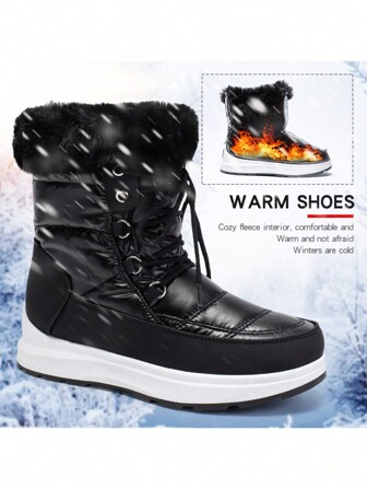 Plus Size Women Winter Snow Boots, Casual Short Boots With Warm Lining, Suitable For Travel, Outdoor, Driving, Office, Also Ideal Gift For Elders Or Girlfriend