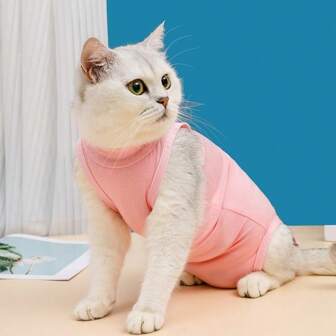 1pc Cat Surgical Recovery Suit For Women, Kitten Aftercare After Abdominal Wound Treatment And Skin Diseases, Tapered Collar And Soft Replacement Clothing
