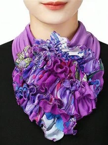 1 pieza Snood de mujer de gasa arrugada, cuello falso, bufanda con protección para el cuello, de seda versátil y elegante, adecuada para el uso diario y actividades al aire libre, Día de San Valentín