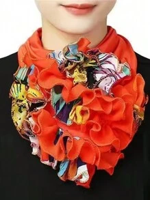 1 pieza Snood de mujer de gasa arrugada, cuello falso, bufanda con protección para el cuello, de seda versátil y elegante, adecuada para el uso diario y actividades al aire libre, Día de San Valentín