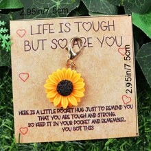 1 peça/2 peças chaveiro de girassol com concha em formato de coração, papel pardo, presente para família e amigos, adequado para o Dia de Ação de Graças e aniversário, Dia dos Namorados, acessórios para carro, mochila com pingente, carta escolar, cordão gótico fofo para bolsa Y2K com porta-identidade, acessórios para carro, pingentes para bolsa