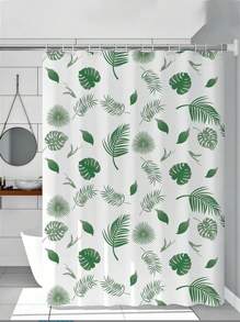 1 szt. Drukowana zasłona prysznicowa PEVA do łazienki, wodoodporna, odporna na pleśń, z haczykami i drążkiem, zestaw montażowy, wystrój łazienki, wystrój jesienny, akcesoria łazienkowe, powrót do szkoły