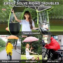 Motorcycle Sun Shade Cover Motorcycle Sun Shade And Rain Cover Universal Motor Scooter Umbrella Fully Enclosed Mobility Sun Shade Waterproof Transparent Scooter Umbrella For Car Bicycle - Green - View 7