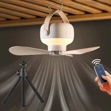 Electric Fan Camping Ceiling Fan Dormitory Small Fan Ceiling Fan Light Mosquito Net Ceiling Small High Wind Power Bed Dormitory, With Tripod Can Desktop Desktop, Adjustable Night Light,Battery Capacity: 7200mAh