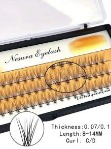 SACKVIS 1 盒（60 簇），10D 8/9/10/11/12/13/14MM，睫毛延长簇，单簇假睫毛化妆工具簇睫毛 DIY 睫毛簇，睫毛簇，单根睫毛，睫毛，假睫毛 - C - 查看 6