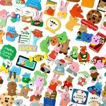 Nayiben 100pcs Cartoon Bear Stickers For Gift Decoration, Waterproof Stickers For Water Bottles, Luggage, Notebooks, Laptops Back To School