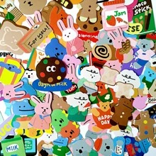 Nayiben 100pcs Cartoon Bear Stickers For Gift Decoration, Waterproof Stickers For Water Bottles, Luggage, Notebooks, Laptops Back To School