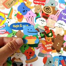 Nayiben 100pcs Cartoon Bear Stickers For Gift Decoration, Waterproof Stickers For Water Bottles, Luggage, Notebooks, Laptops Back To School