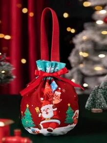 1 pieza Bolsa de regalo de caramelo navideño, bolsa de lona, bolsa de embalaje de regalos navideños, bolsa de regalo de Nochebuena, decoraciones navideñas, decoración navideña, regalos navideños, papel de regalo navideño, suministros para fiestas navideñas, bolsas de regalo navideñas, bolsas navideñas, pegatinas navideñas