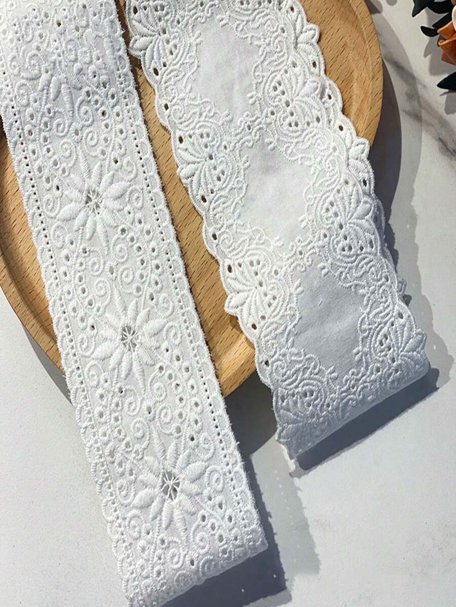 Vải ren thêu hai mặt họa tiết hoa châu Âu, rộng 6cm, dài 1 yard, phụ kiện may vá - Nhiều màu - Xem 1