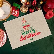 1 套/1 件/4 件/6 件圣诞餐垫 - 格子雪花、胡桃夹子、蝴蝶结冬青条纹、字母圣诞树图案、矩形可机洗涤纶餐垫、保护性桌面、隔热餐垫、餐厅装饰、餐桌装饰、节日餐食用品、适用于家庭和现代装饰、圣诞装饰品、冬季家居装饰圣诞装饰、圣诞派对用品 - 彩色 - 查看 20