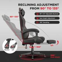 STGaming Gaming Chair With Footrest Computer Game Chairs With Lumbar Support Ergonomic Office Chair With Headrest Racing Gamer Chair PU Leather - Black - View 7