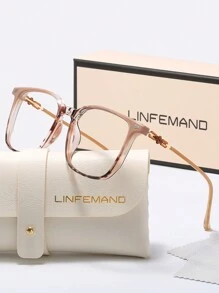 LINFEMAND نظارات كمبيوتر إطار مربع عدسة شفافة أنيقة، هدية اكسسوارات للمكتب الرسمي والأعمال للرجال والنساء - شفاف - مشاهدة 11